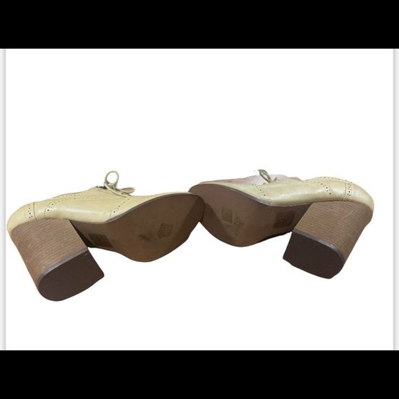 N.Y.L.A Dazey Beige Wingtip Platform High Block Heel Pumps Oxfords Size… - Picture 8 of 9